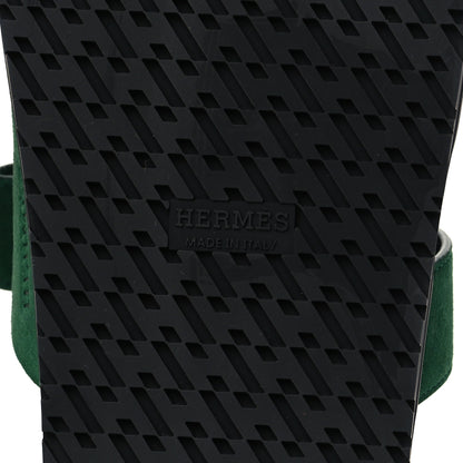 Hermes Suede Goatskin Womens Chypre Sandals 38 Vert Electrique 6 of 9