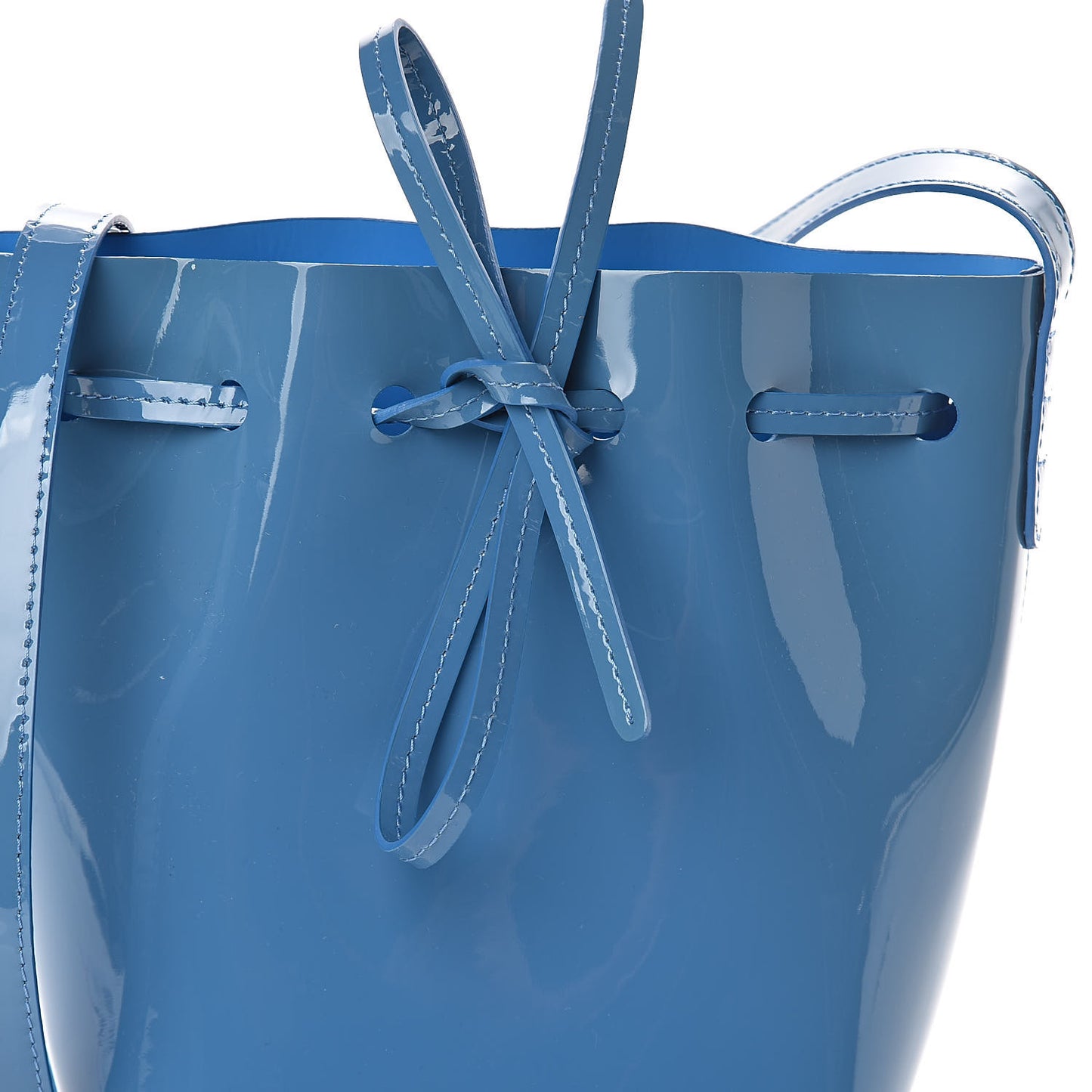 Patent Calfskin Mini Mini Bucket Bag Blue