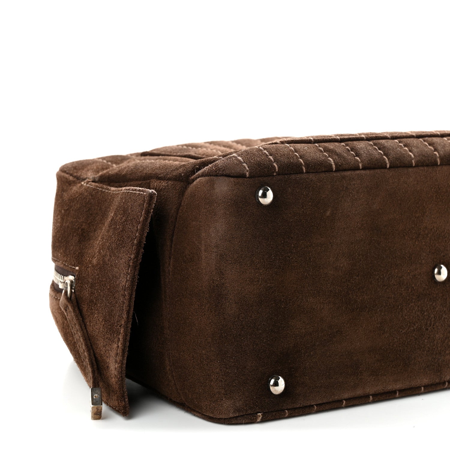 Chanel Suede Vertical Quilted Bowler Brown 9 of 10
