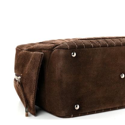 Chanel Suede Vertical Quilted Bowler Brown 9 of 10