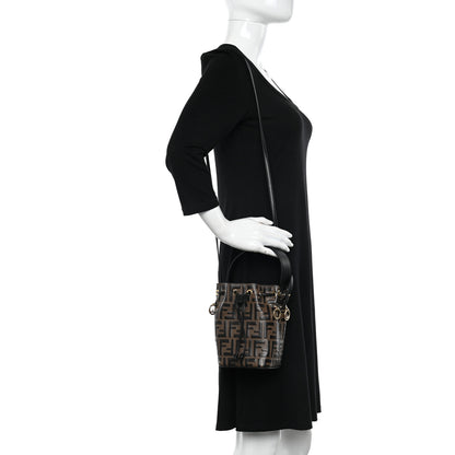Fendi Vitello Liberty F is Fendi Bi-Color FF 1974 Embossed Mini Mon Tresor Bucket Bag Maya Black 2 of 9