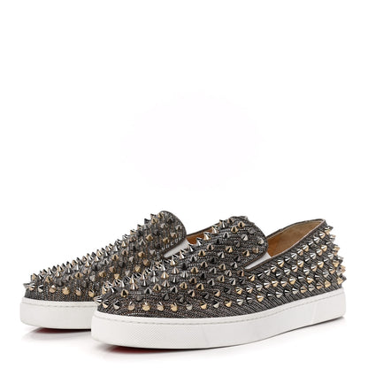 Christian Louboutin Glitter Chain Spikes Womens Roller Boat Flat 38.5 Roche Multicolor 3 of 8