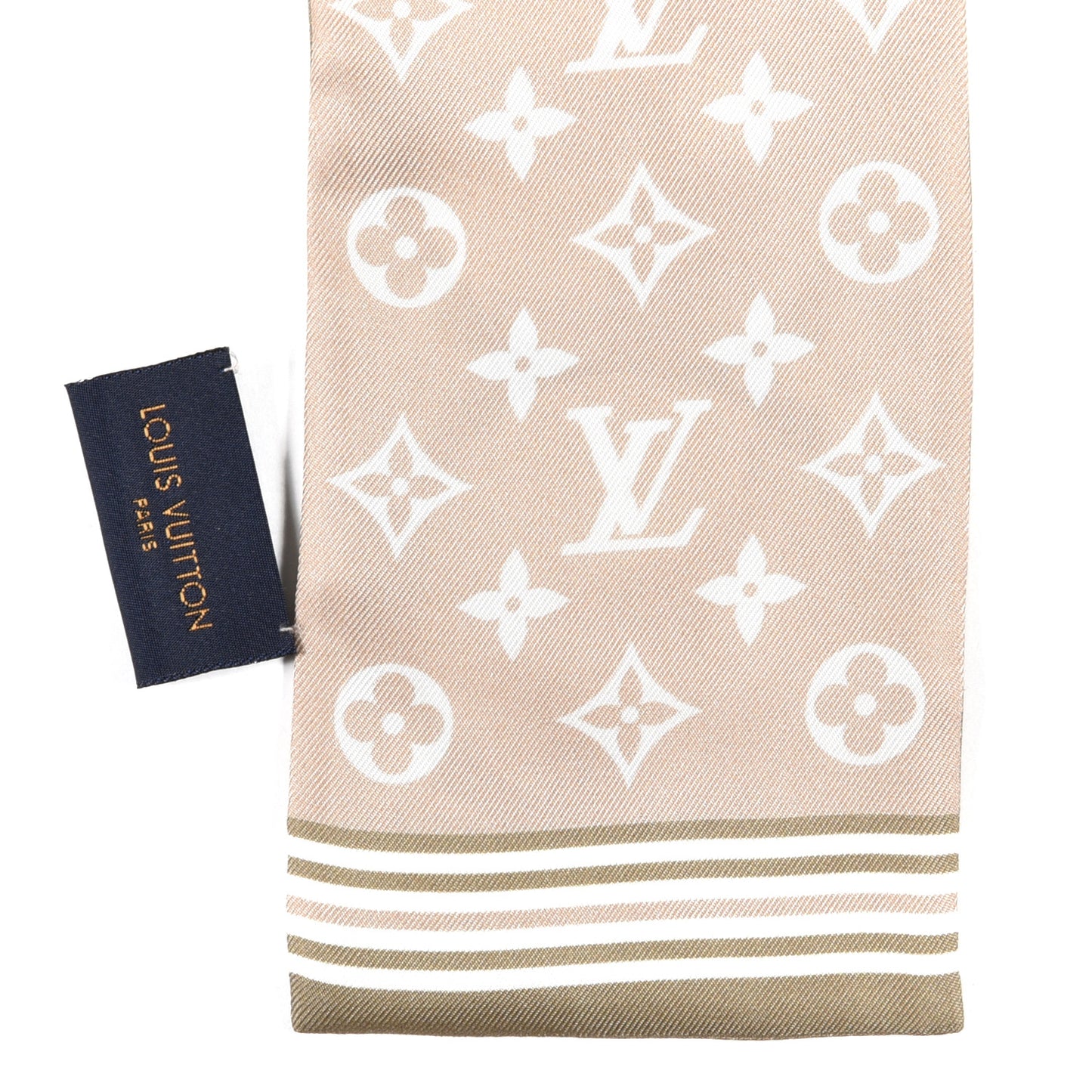 Silk Monogram Marbles Classic Bandeau Kaki Beige White