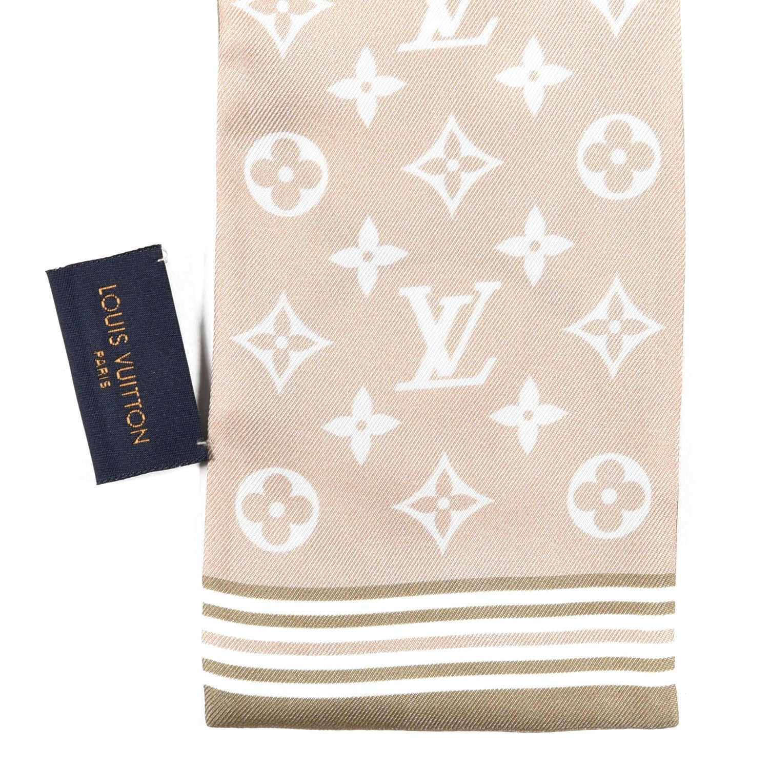 Louis Vuitton Silk Monogram Marbles Classic Bandeau Kaki Beige White 3 of 4