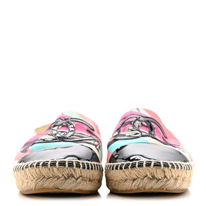 Chanel Fabric Patent CC Espadrilles 38 Multicolor Black 3 of 9