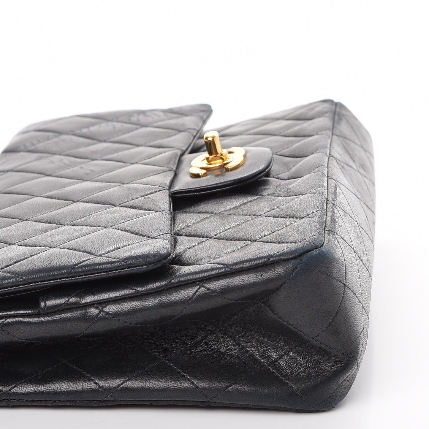 Lambskin Quilted Medium Double Flap Black