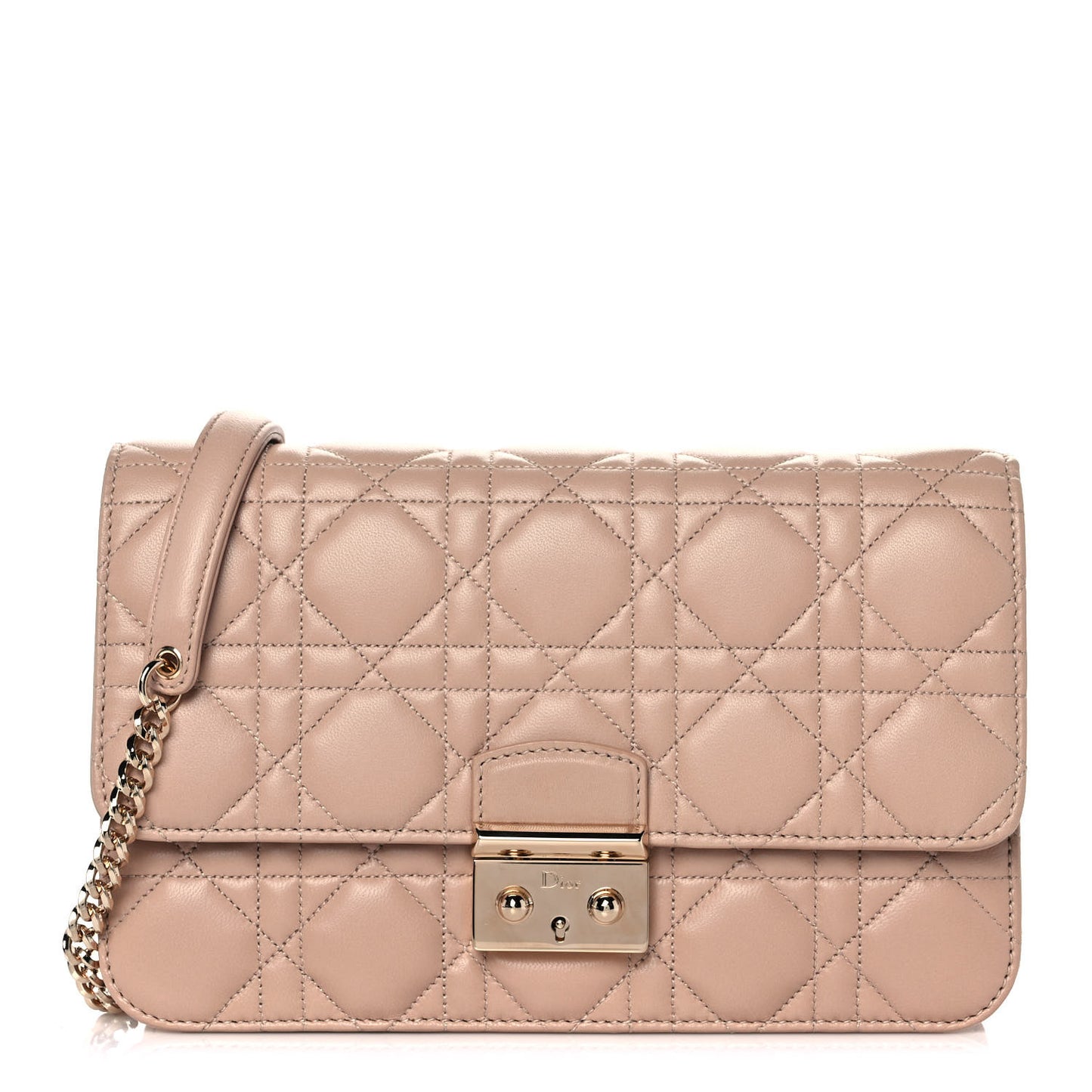 Lambskin Cannage Miss Dior Promenade Pouch Beige
