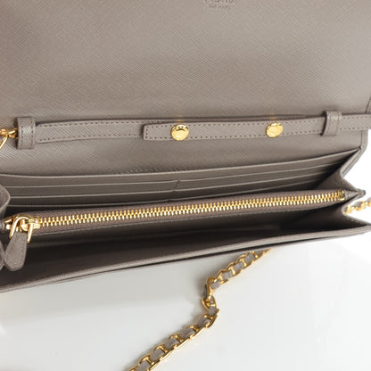 Prada Saffiano Metal Oro Chain Wallet Argilla 5 of 8