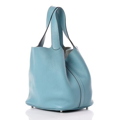 Hermes Taurillon Clemence Picotin Lock 22 MM Bleu Atoll 3 of 8
