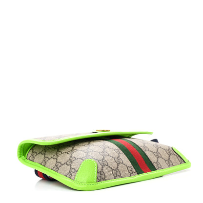 Gucci GG Supreme Monogram Web Small Ophidia Belt Bag Beige Ebony Electric Green 4 of 10