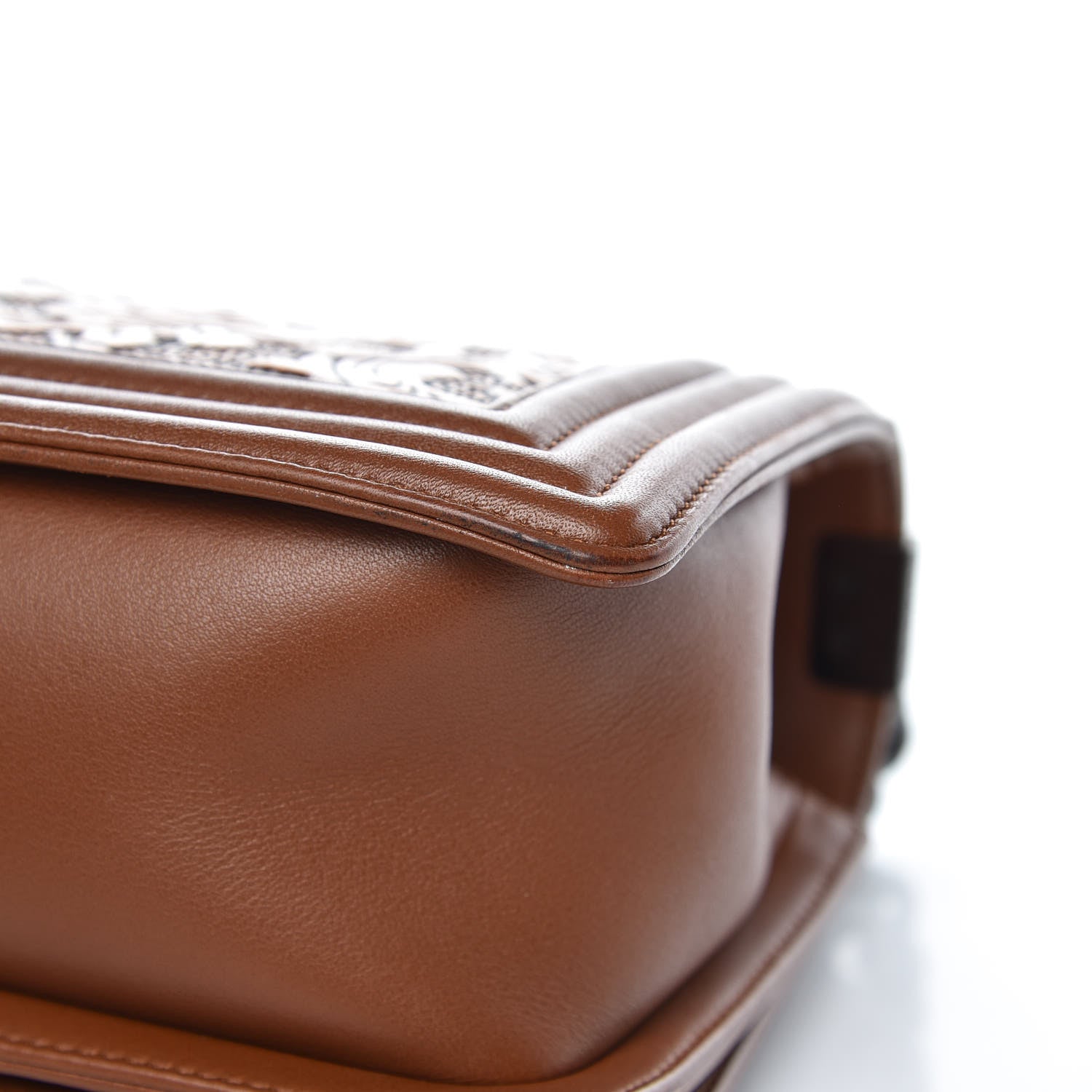 Chanel Calfskin Quilted Embellished Dallas Cordoba Medium Boy Flap Brown 14 of 16