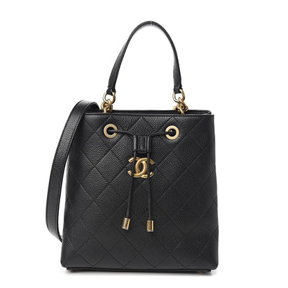 Chanel Grained Calfskin Stitched Small Drawstring Bag Black 1 of 11
