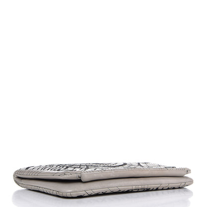 Chanel Calfskin Sequin Embellished Flap Clutch Grey Black 4 of 11