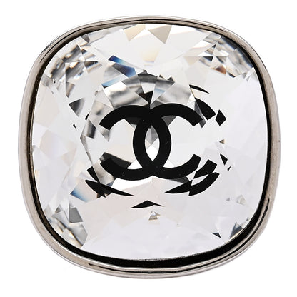 Chanel Crystal Square CC Ring 49 5 Silver 1 of 6