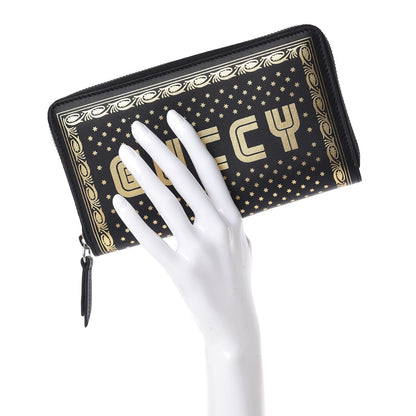 Gucci X SEGA Calfskin GUCCY Stars Zip Around Wallet Black Gold 2 of 8