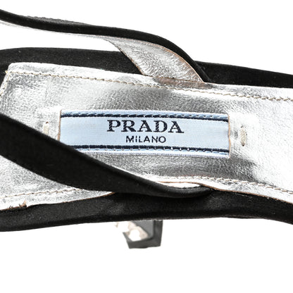 Prada Satin Crystal Pumps 38 Black 8 of 8