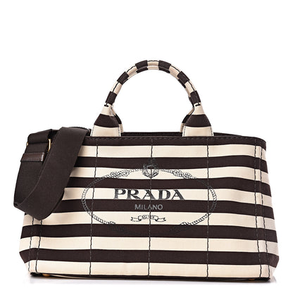 Prada Canapa Striped Logo Tote Tabacco 1 of 13