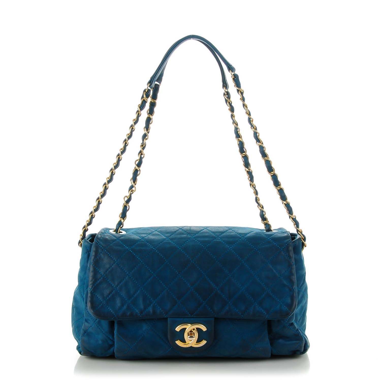 Chanel Iridescent Calfskin Large Chic Quilt Flap Dark Blue 1 of 7