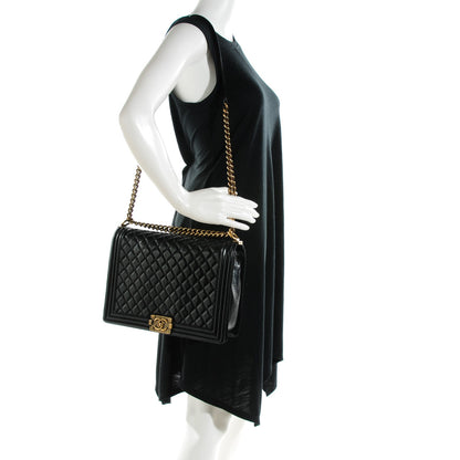 Chanel Glazed Calfskin Quilted Large Boy Flap Black 2 of 9
