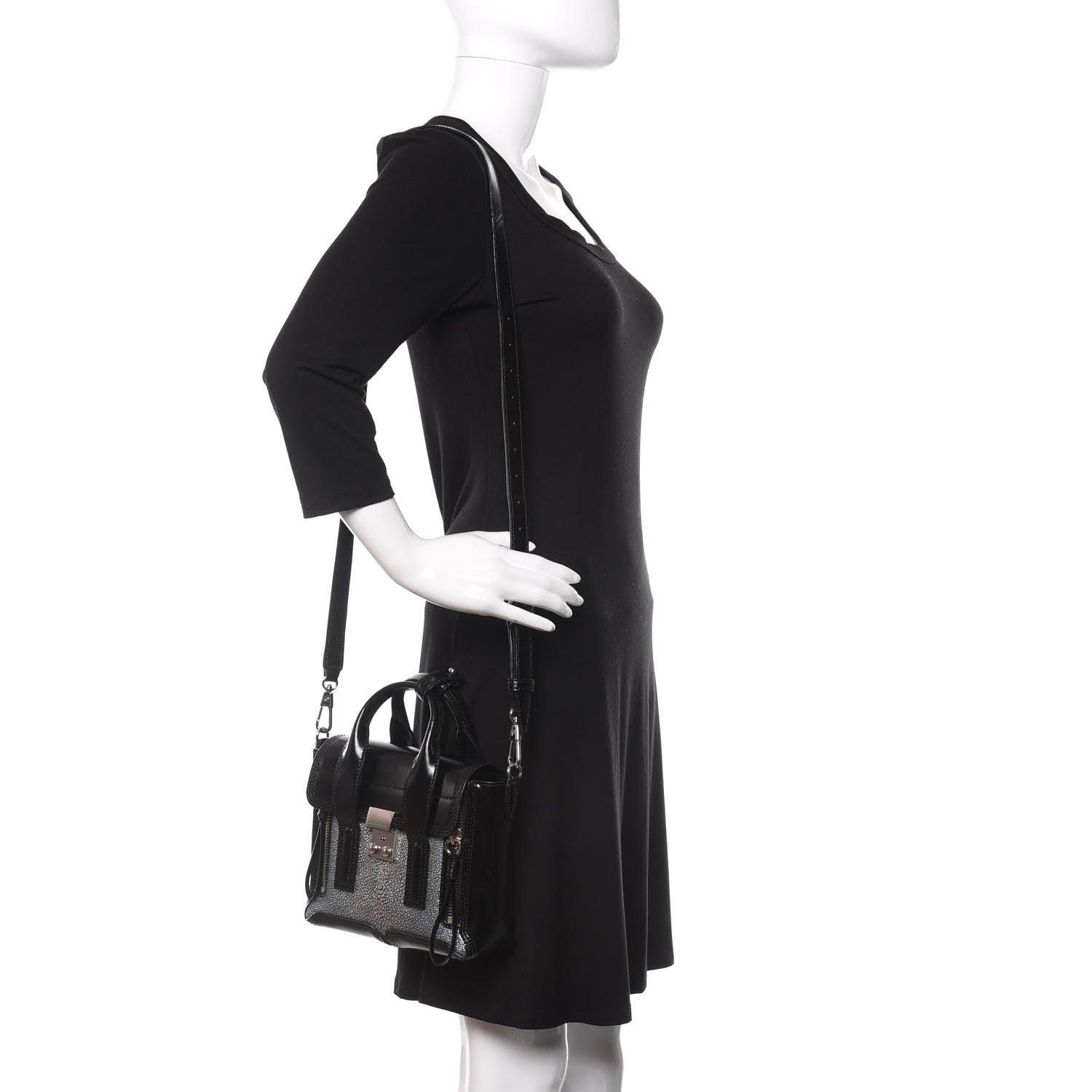 3.1 Phillip Lim 3.1 Smooth Calfskin Stingray Pashli Small Satchel Black 2 of 10
