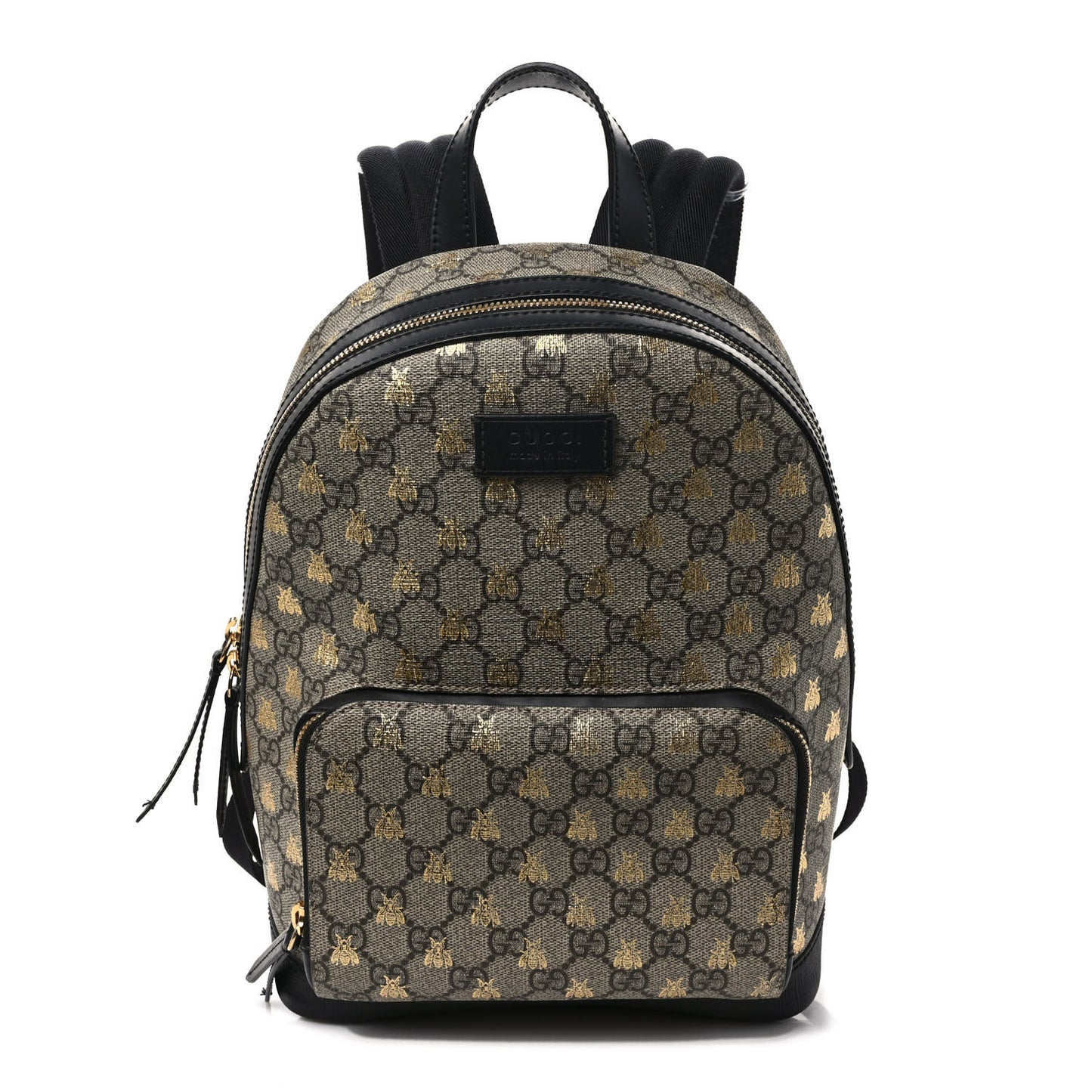 GG Supreme Monogram Bees Print Small Day Backpack Beige Oro Black