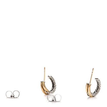 David Yurman Sterling Silver 18K Yellow Gold 15mm Labyrinth Hoop Earrings 3 of 5