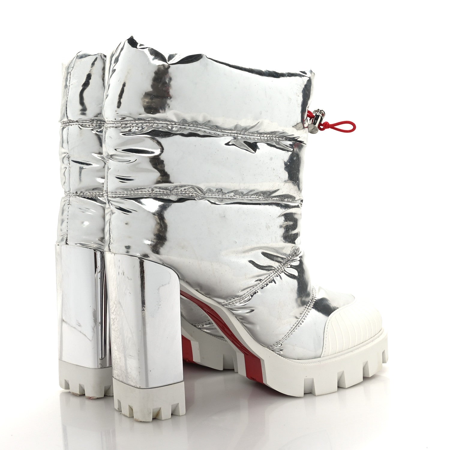 Christian Louboutin Metallic Oriona Lug 100 Boots 37.5 Silver 4 of 10
