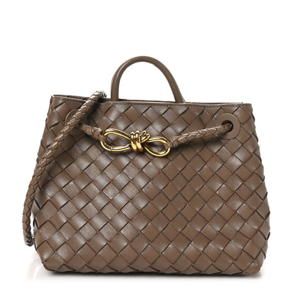 Bottega Veneta Nappa Intrecciato Small Andiamo Shoulder Bag Taupe Grey 1 of 9