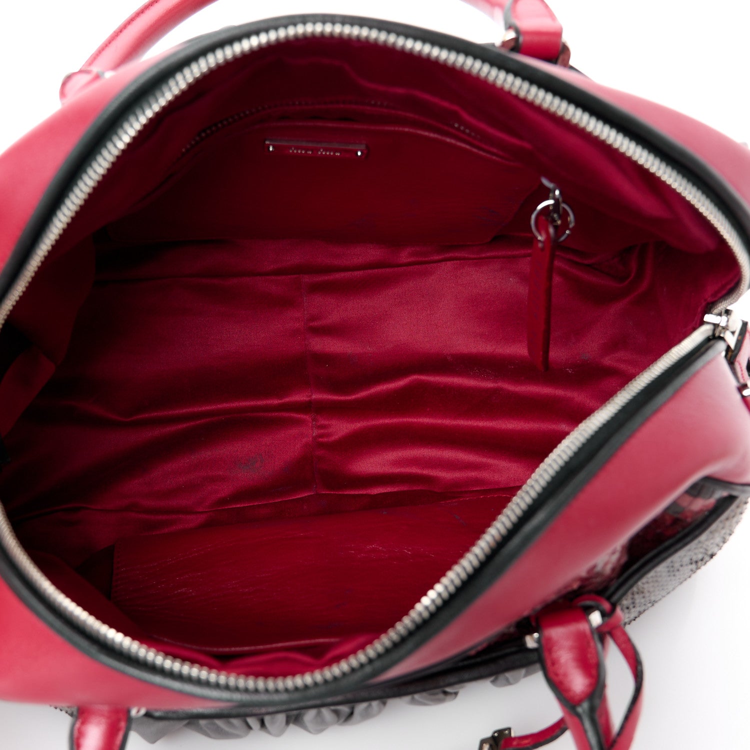 Miu Miu Nappa Snakeskin Bowler Grey Red 5 of 11