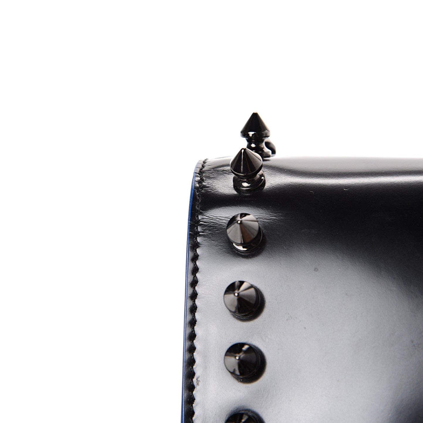 Calfskin Studded Flap Pouch Black