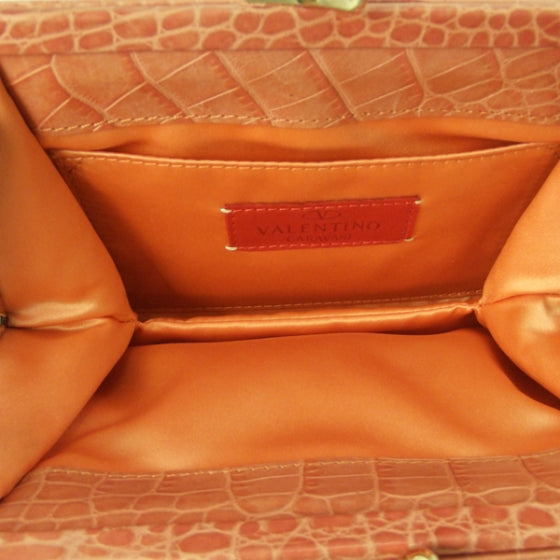 Valentino Garavani Crocodile Embossed Crystal Clutch Coral 7 of 10
