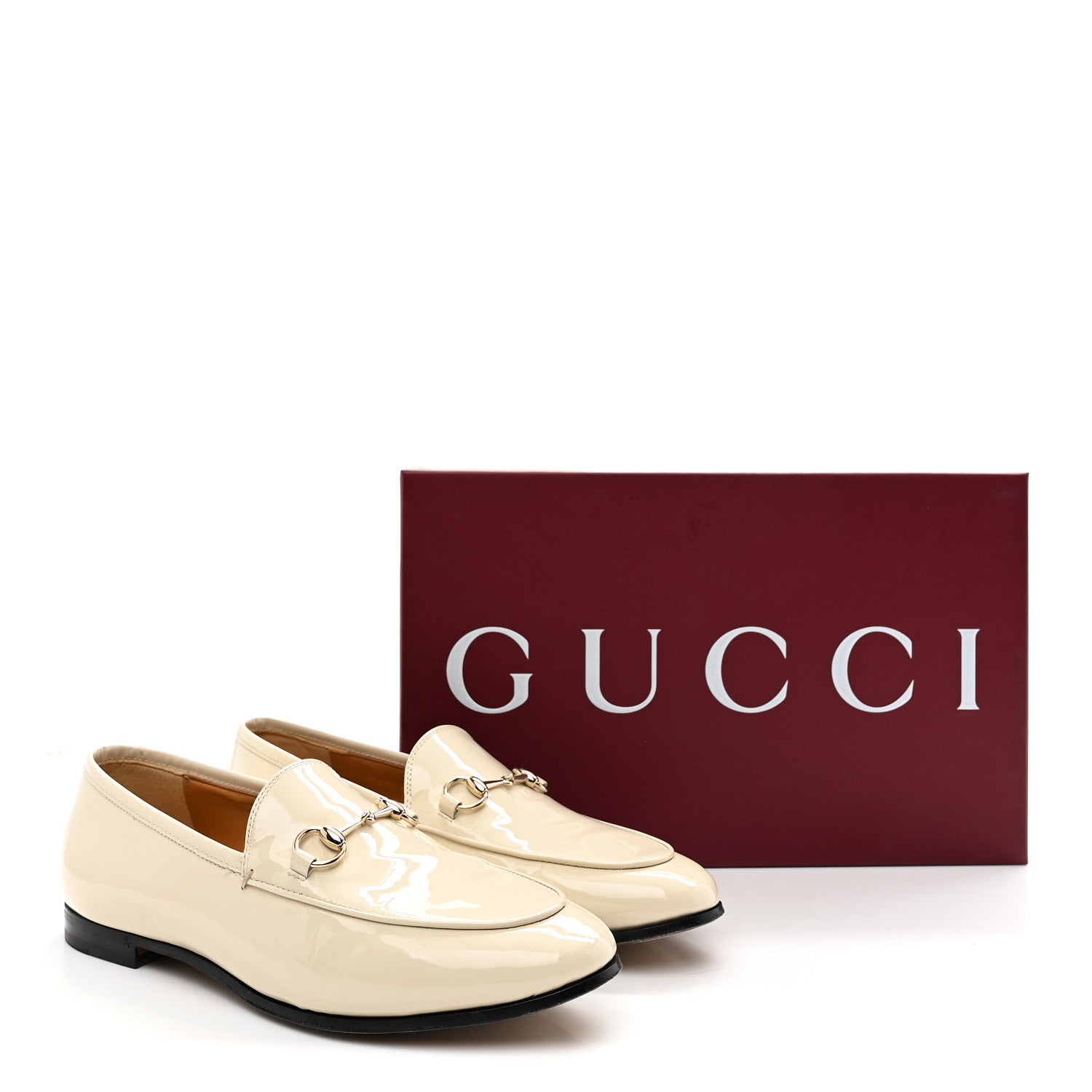 Gucci Vitello Vernice Soft Womens Jordaan Loafers 38 New Ivoire 10 of 10