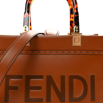 Fendi Vitello King Plexiglass Logo Embossed Small Fendi Sunshine Shopper Tote Cuoio 7 of 9