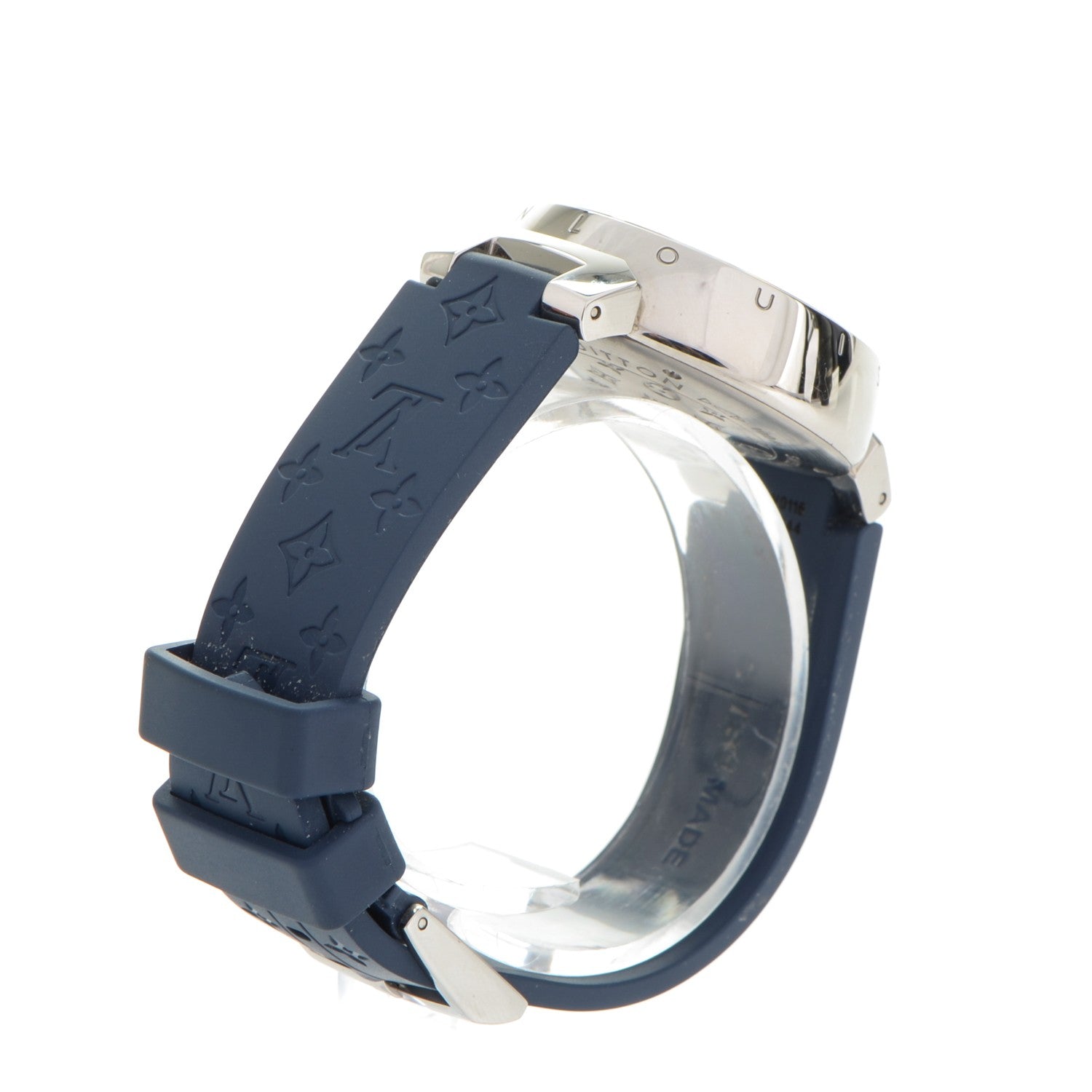 Louis Vuitton Stainless Steel Rubber Diamond 34mm Tambour Lovely Cup Quartz Watch Blue 4 of 12