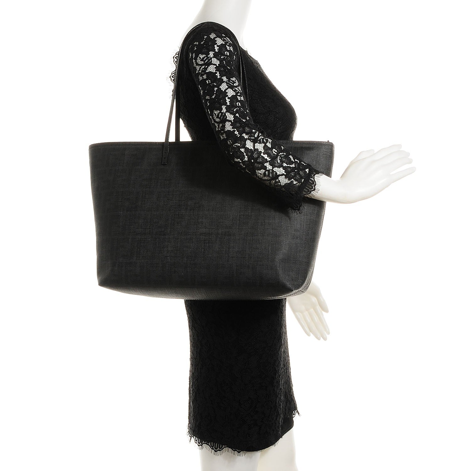 Fendi Zucca Spalmati Large Roll Tote Black 2 of 9