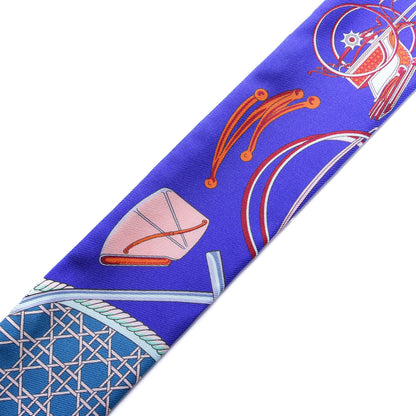 Hermes Silk Les Voitures A Transformation Twilly Ultra Violet Orange Cobalt 3 of 4