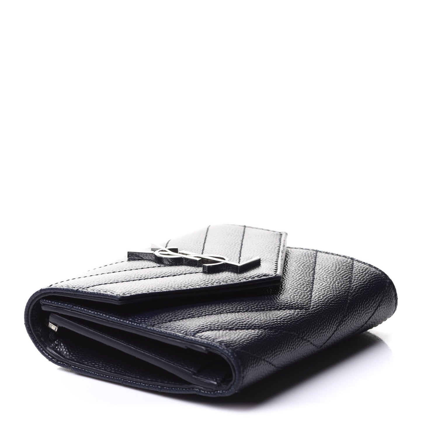 Grain De Poudre Matelasse Chevron Small Monogram Envelope Wallet Deep Marine