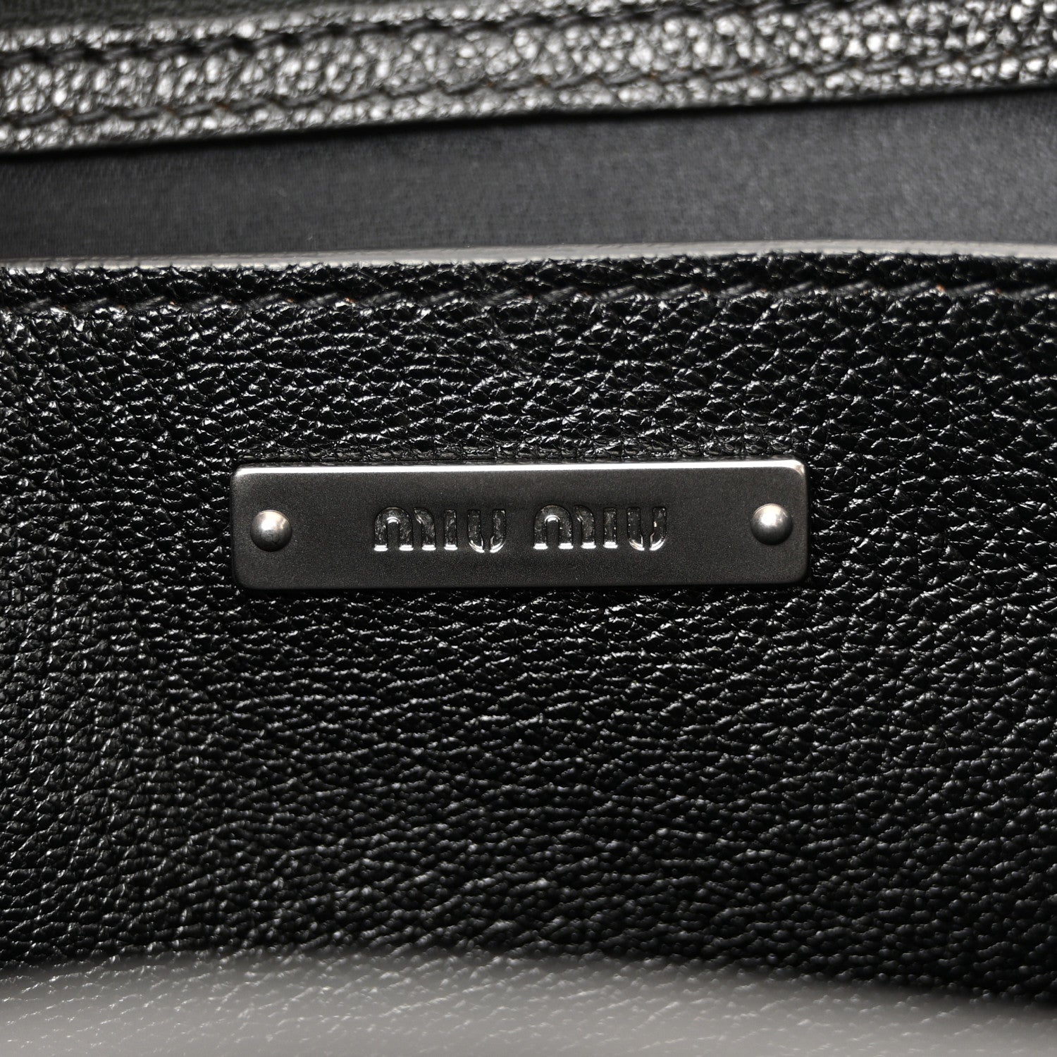 Miu Miu Goatskin Madras Soft Calf Crystal Embellished Tote Black 6 of 14