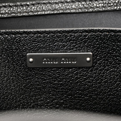 Miu Miu Goatskin Madras Soft Calf Crystal Embellished Tote Black 6 of 14
