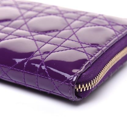 Christian Dior Patent Cannage Voyageur Zip Around Wallet Purple 7 of 12