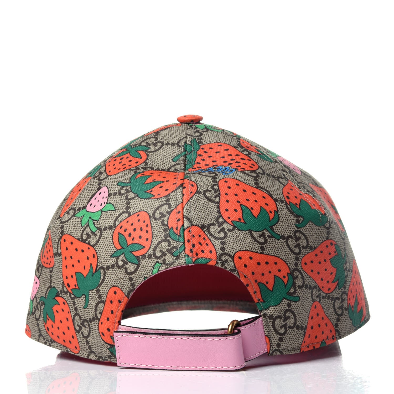 Gucci GG Supreme Monogram Strawberry Baseball Hat L Beige 5 of 10