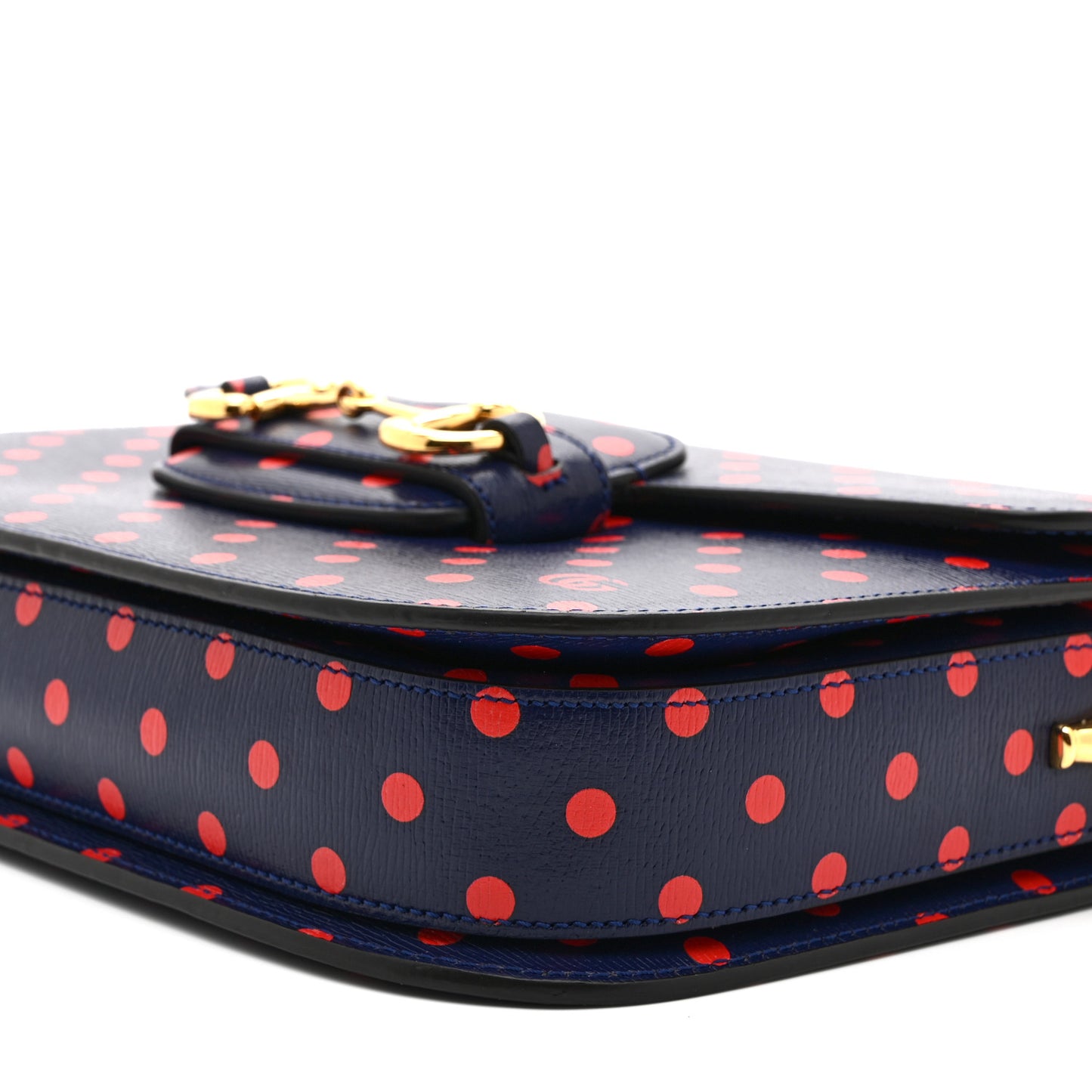 Shangai Calfskin Polka Dot Horsebit 1955 Shoulder Bag Blue Orange