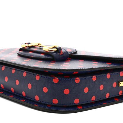Gucci Shangai Calfskin Polka Dot Horsebit 1955 Shoulder Bag Blue Orange 10 of 10