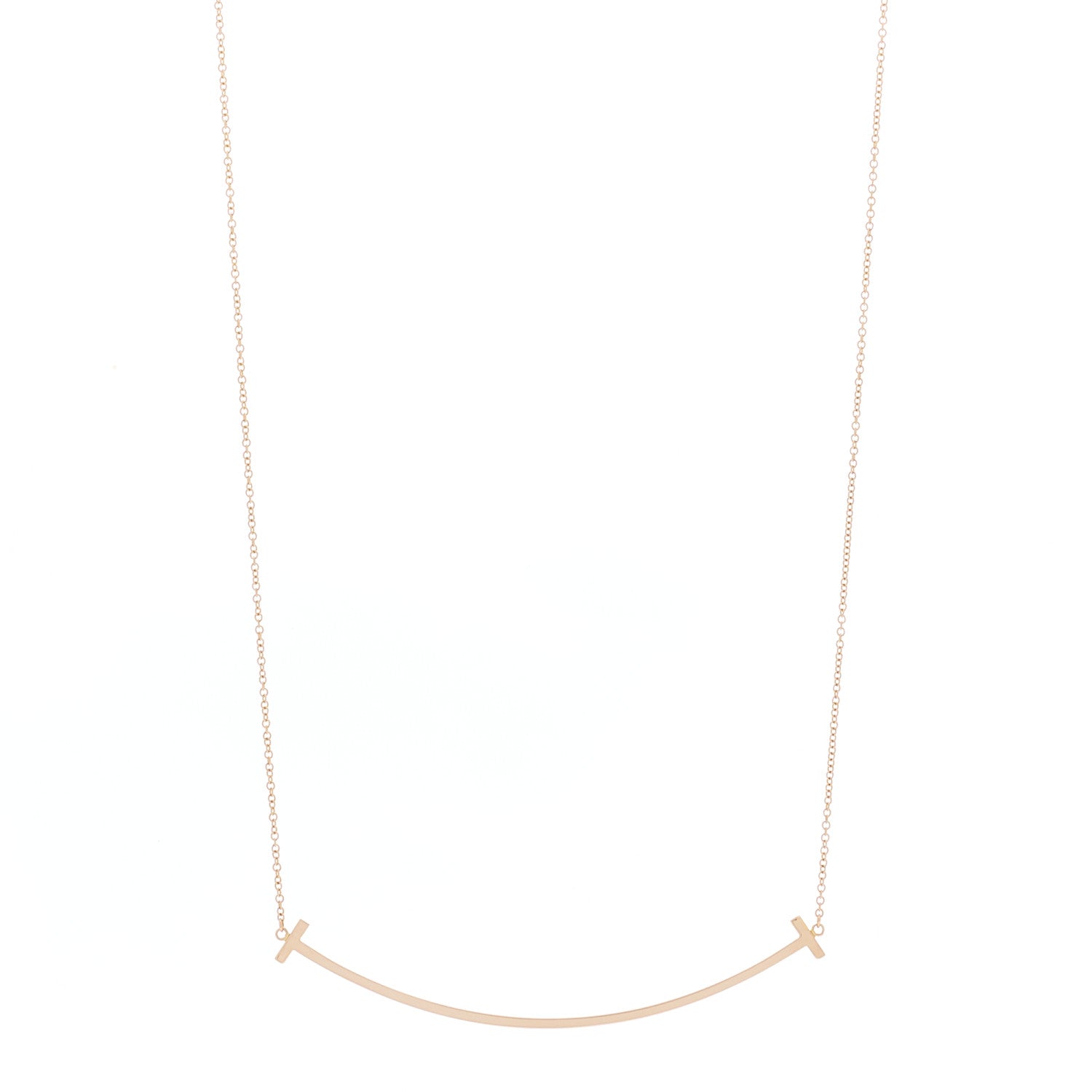 Tiffany 18K Rose Gold Large T Smile Pendant Necklace 1 of 5