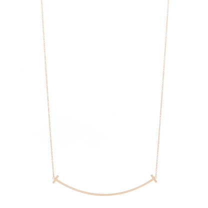 Tiffany 18K Rose Gold Large T Smile Pendant Necklace 1 of 5