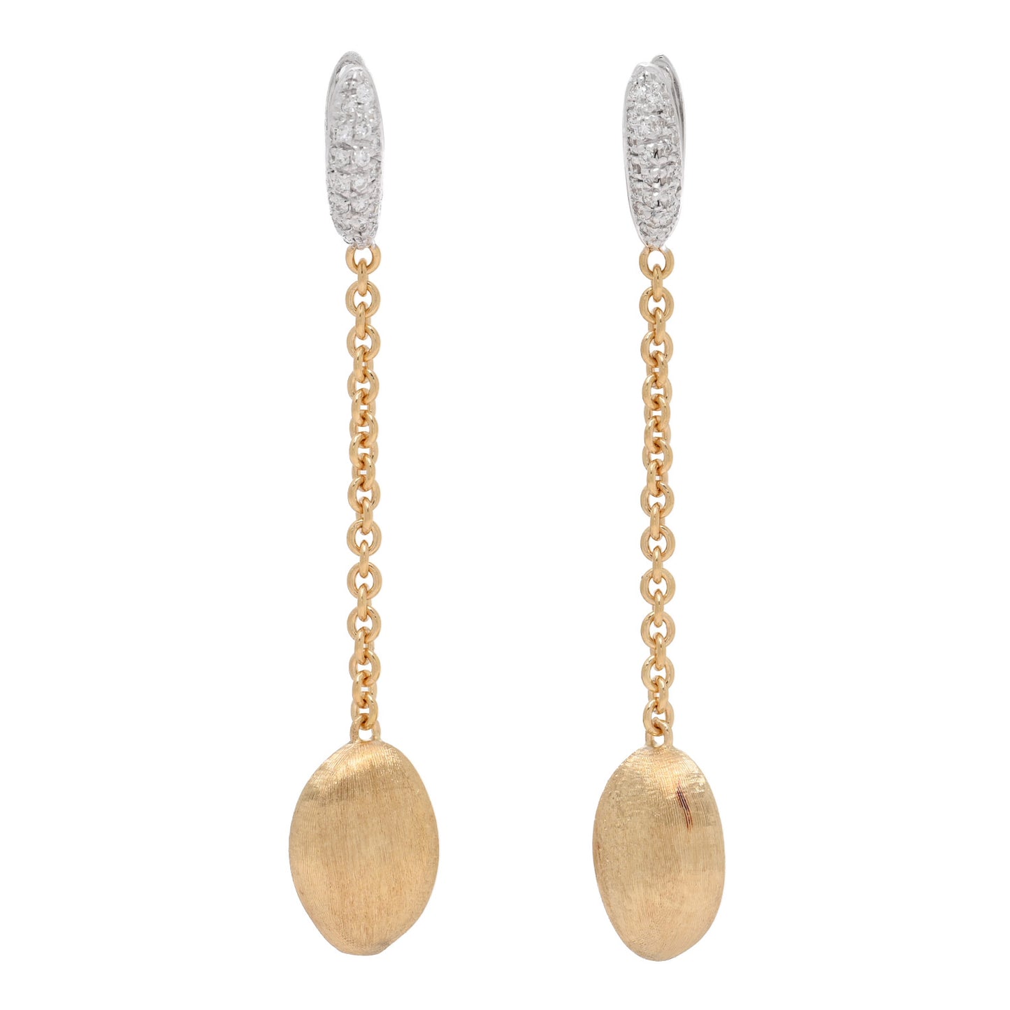 18K Yellow White Gold Diamond Confetti Drop Earrings