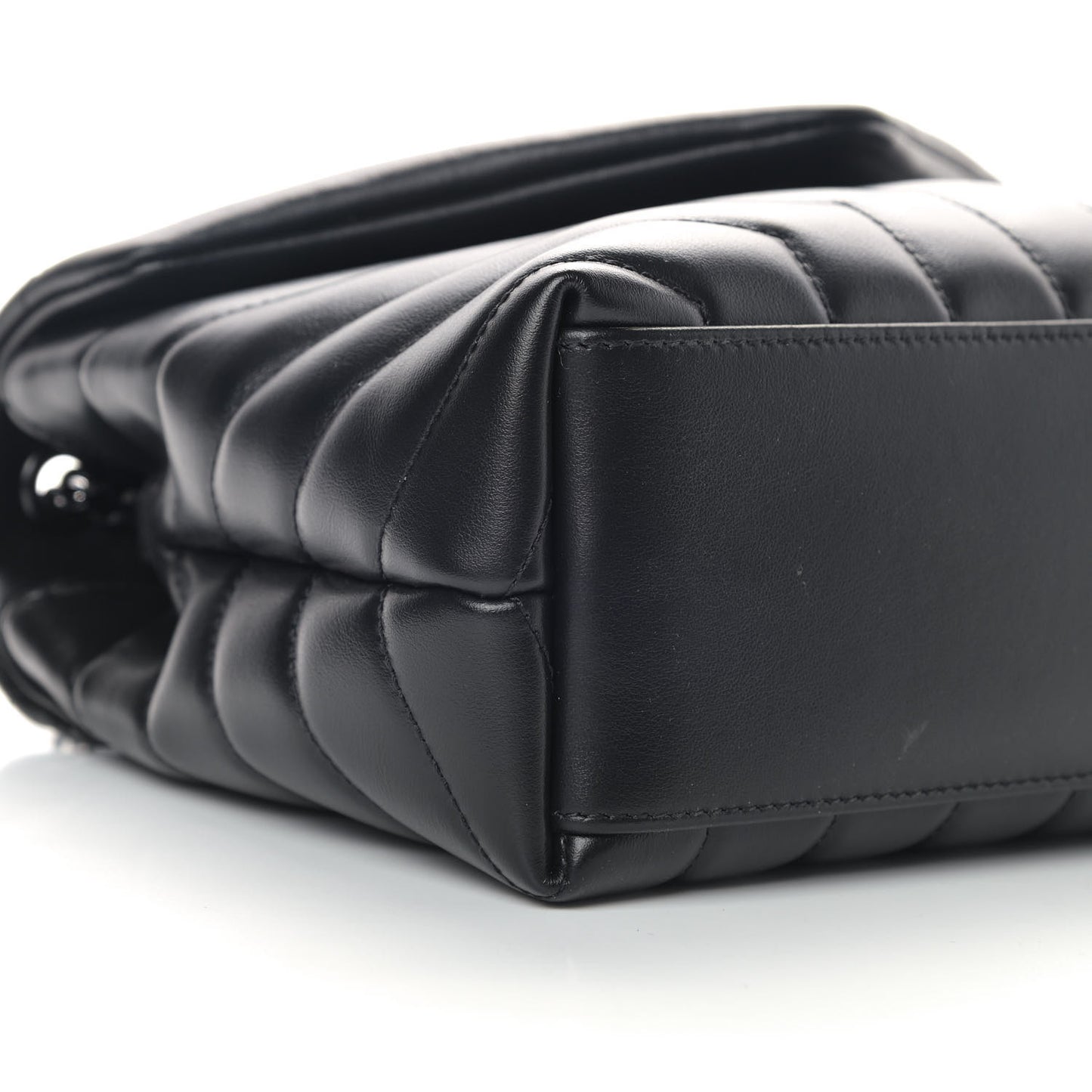 Calfskin Y Quilted Monogram Small Loulou Chain Satchel Black