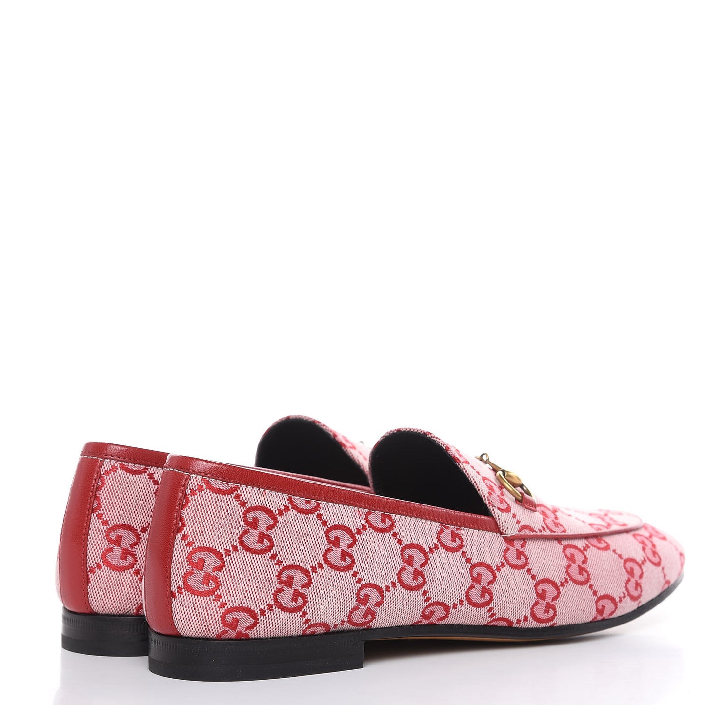 Canvas GG Monogram Horsebit Womens Jordaan Loafers 40 Gardenia Hibiscus Red