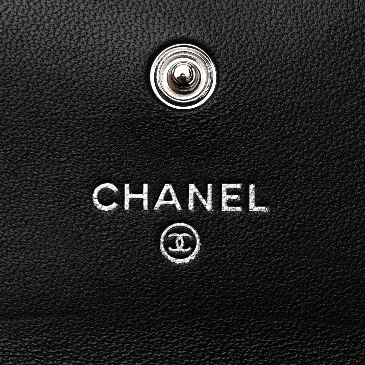 Lambskin Quilted Flap Baguette Crystal Card Holder Wallet Black