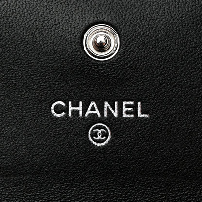 Chanel Lambskin Quilted Flap Baguette Crystal Card Holder Wallet Black 6 of 9